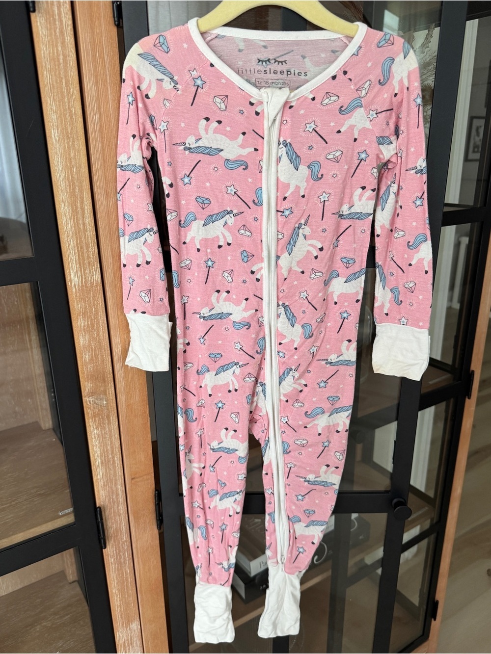 Little Sleepies zippy unicorns og toddler baby girl print wand stars footies